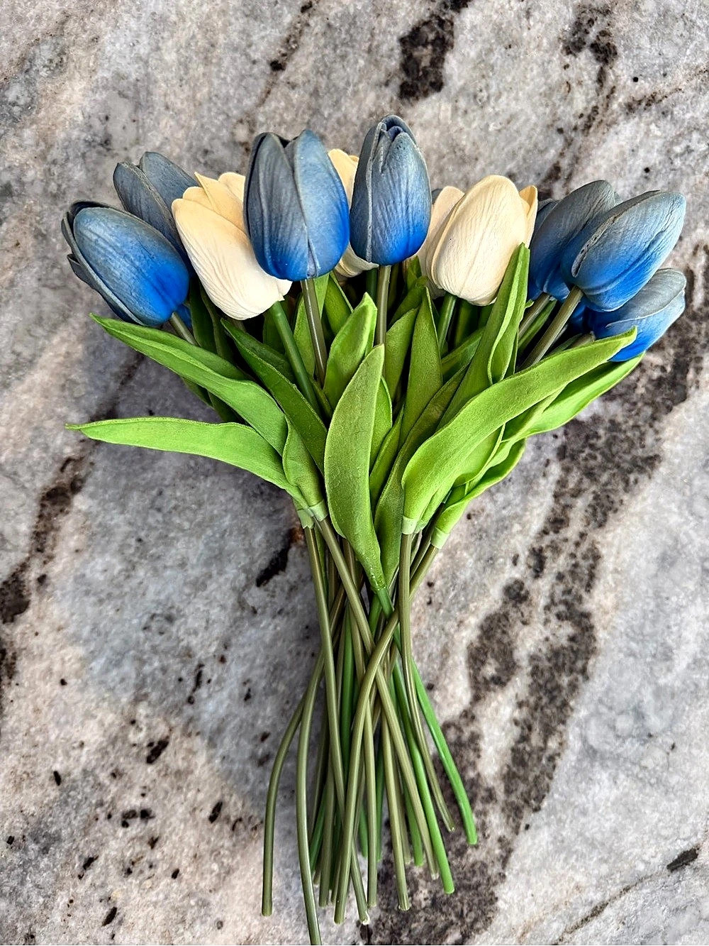 Blue & Yellow Faux Tulip Bouquet